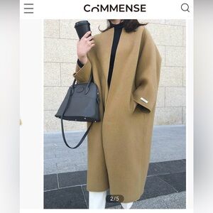 Commense Elegant Pleated Trench Coat With Tan OVERSIZED size Small